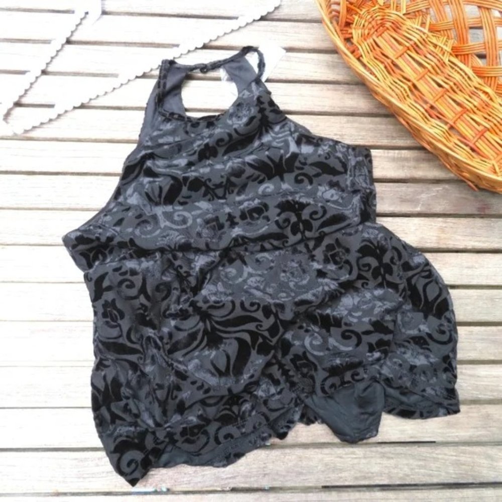 NWT Francesca's Black Velvet High Neck Top